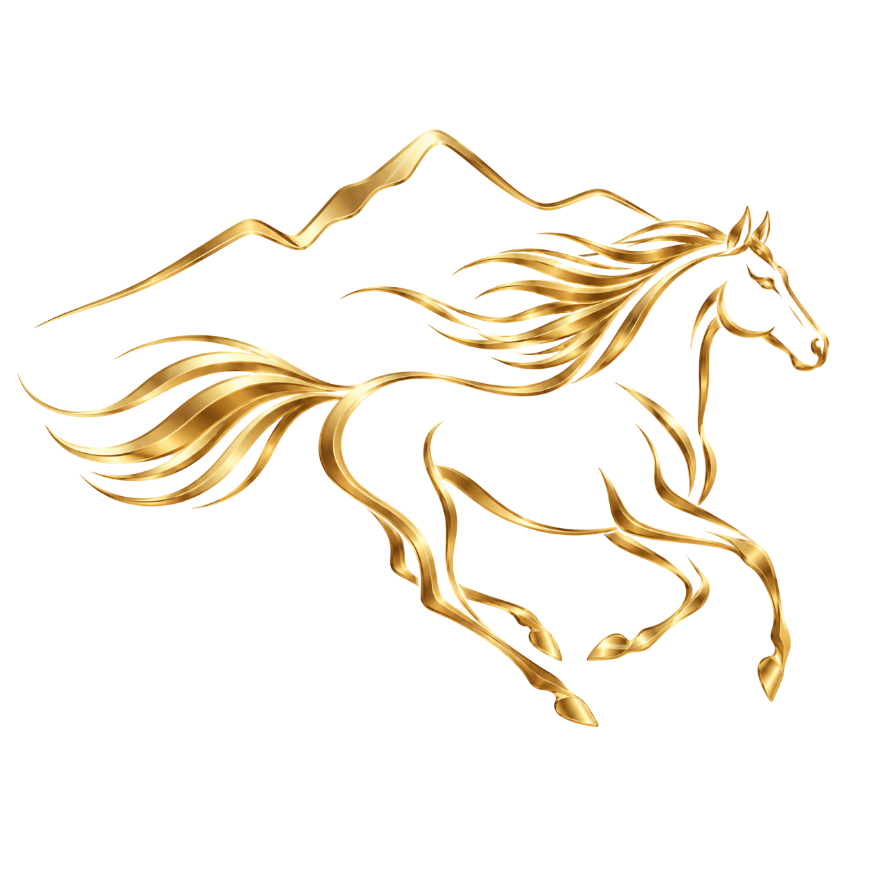 A golden horse running free, the symbol of 1:1 coaching with Heidi